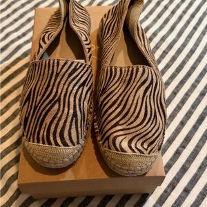 Anthropologie Zebra Print Espadrilles - Black and Tan